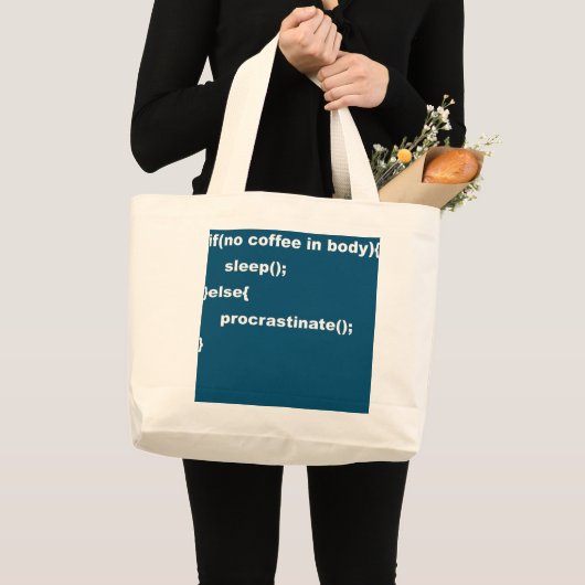 Grand Tote Bag Programmeur de codage Java Javascript Procrastinat (Devant (produit))