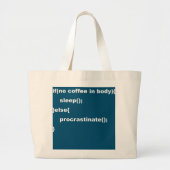 Grand Tote Bag Programmeur de codage Java Javascript Procrastinat (Devant)
