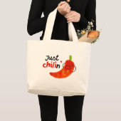 Grand Tote Bag Pun à poivre chili positif - Juste Chilin (Devant (produit))