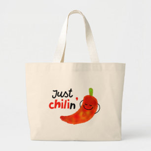 Grand Tote Bag Pun à poivre chili positif - Juste Chilin