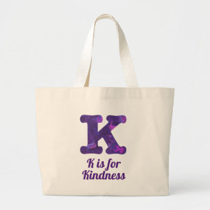 Grand Tote Bag Purple Letter K est pour Kindness Monogram
