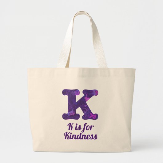 Grand Tote Bag Purple Letter K est pour Kindness Monogram (Devant)
