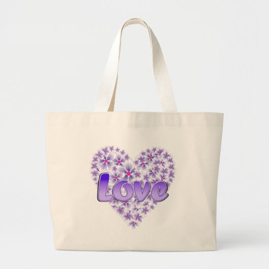 Grand Tote Bag Purple Love and Daisies (Devant)