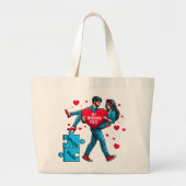Grand Tote Bag Puzzle d'amour personnalisé - Mon morceau manquant (Devant)