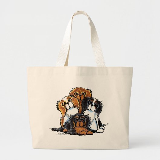Grand Tote Bag Quatre Cavalier King Charles Spaniels (Devant)