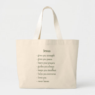 Grand Tote Bag Qui est Jésus Cadeau de rappel réconfortant