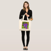 Grand Tote Bag Raisins pourpres sur la vigne (Devant (modèle))