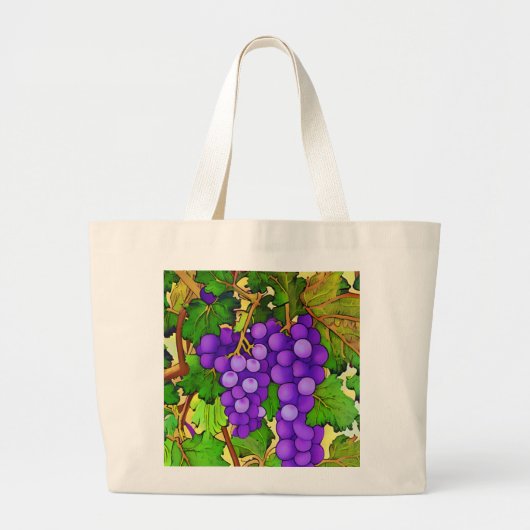 Grand Tote Bag Raisins pourpres sur la vigne (Devant)