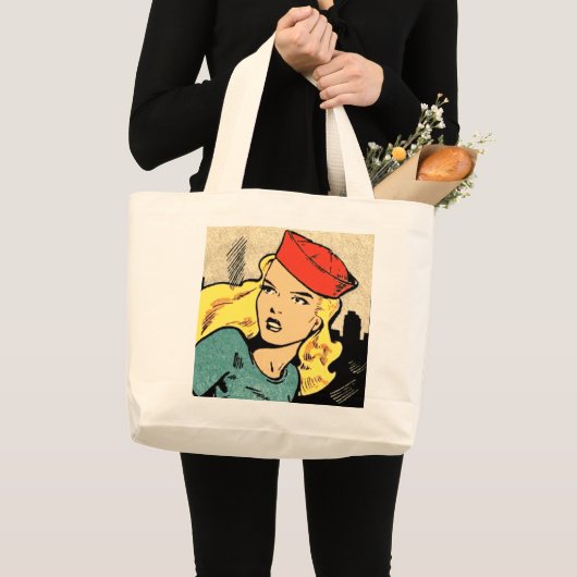 Grand Tote Bag Raviver Blond Comic Book Heroine (Devant (produit))