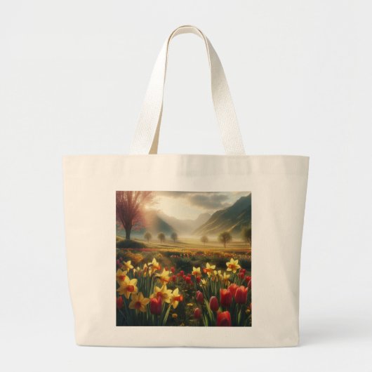 Grand Tote Bag Rayon de fleur du printemps (Devant)