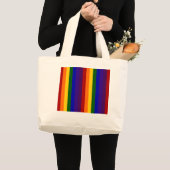 Grand Tote Bag Rayures arc-en-ciel (Devant (produit))