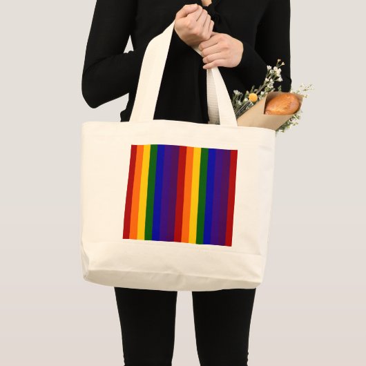 Grand Tote Bag Rayures arc-en-ciel (Devant (produit))