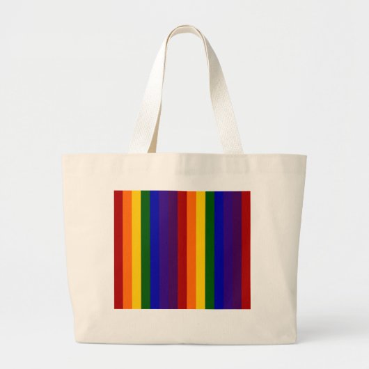 Grand Tote Bag Rayures arc-en-ciel (Devant)