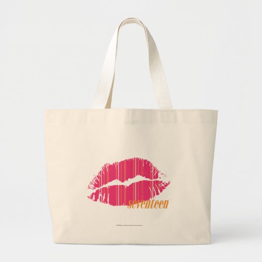 Grand Tote Bag Rayures minces magenta (Devant)