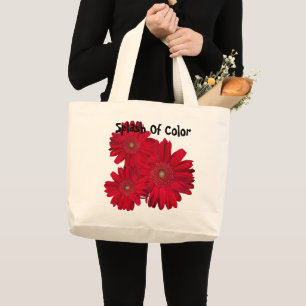 Grand Tote Bag Red Gerber Daisy Close Up Photographie
