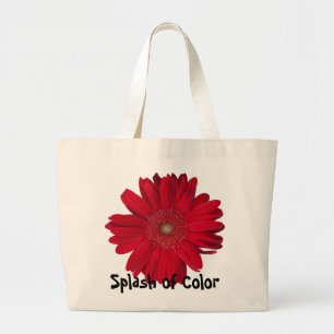 Grand Tote Bag Red Gerber Daisy Gros plan photo réutilisable