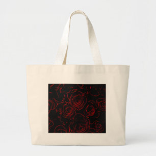 Grand Tote Bag Red Roses Arrière - plan noir