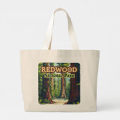 Grand Tote Bag Redwood National Park California Tree Retro (Dos)