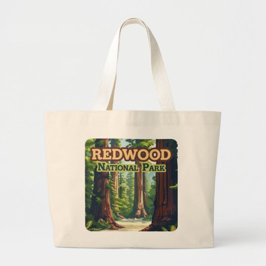 Grand Tote Bag Redwood National Park California Tree Retro (Devant)