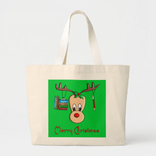 Grand Tote Bag Renne de Noël de professeur--Cadeaux adorables
