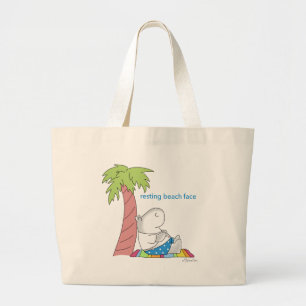 Grand Tote Bag REPOS PLAGE FACE Bouton ventre Hippo Boynton