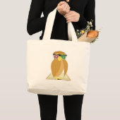 Grand Tote Bag Réserver Chouette Nerd avec lunettes Lire Amusant (Devant (produit))