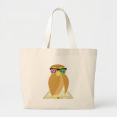 Grand Tote Bag Réserver Chouette Nerd avec lunettes Lire Amusant (Devant)