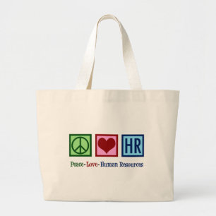 Grand Tote Bag Ressources humaines heure d'amour de paix