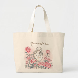 Grand Tote Bag Reste Sauvage, Lune Tot de jardin de minuit