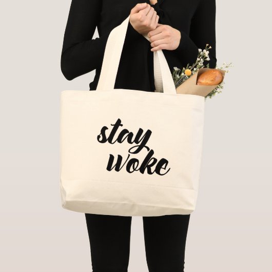Grand Tote Bag Restez Woke (Devant (produit))