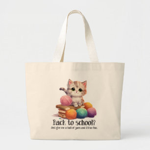 Grand Tote Bag Retour À L'École ? Donne-moi juste Yarn