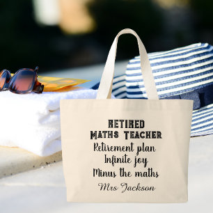 Grand Tote Bag Retraite amusante d'enseignant de mathématiques