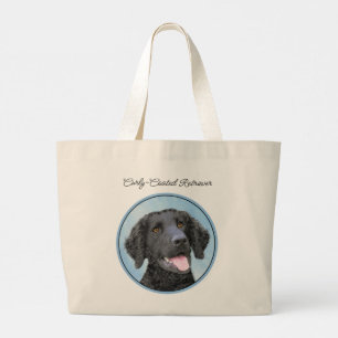 Grand Tote Bag Retriever recouvert de boue peint art original chi