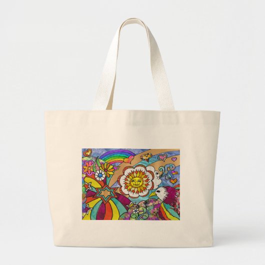 Grand Tote Bag Retro 60s Psychedelic Sunshine Aigle Cadeaux (Devant)