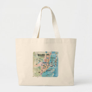 Grand Tote Bag Rétro carte de Miami la Floride