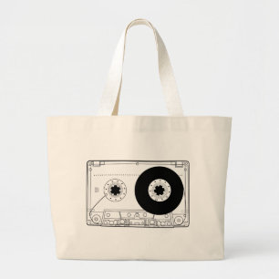 Grand Tote Bag rétro cassette vintage graphique de T-shirt de
