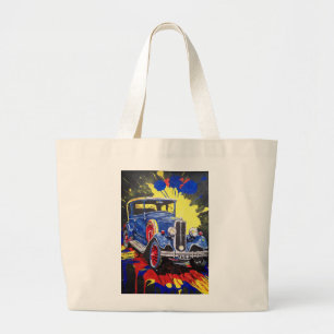 Grand Tote Bag rétro, mobile, voiture, vintage,