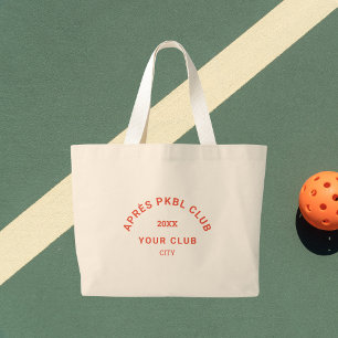 Grand Tote Bag Rétro Orange Après PKBL Club Crest Pickleball