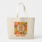 Grand Tote Bag Retro Stylish Modern Class of 2025 Graduation Name (Dos)