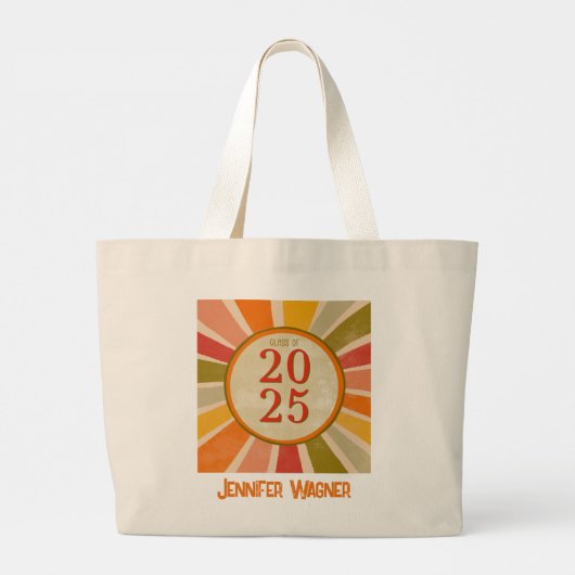 Grand Tote Bag Retro Stylish Modern Class of 2025 Graduation Name (Dos)