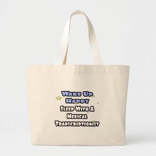 Grand Tote Bag Réveillez-Vous Heureux .. Sommeil Avec Med Transcr (Devant)