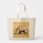Grand Tote Bag rhinocéros mignons en afrique (Dos)