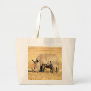 Grand Tote Bag rhinocéros mignons en afrique