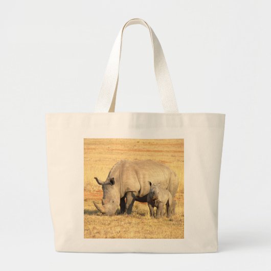 Grand Tote Bag rhinocéros mignons en afrique (Devant)