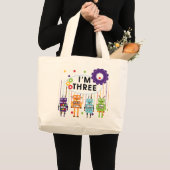 Grand Tote Bag Robot T-shirts et cadeaux d'anniversaire 3e (Devant (produit))