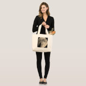 Grand Tote Bag Roche de chats noirs (Devant (modèle))