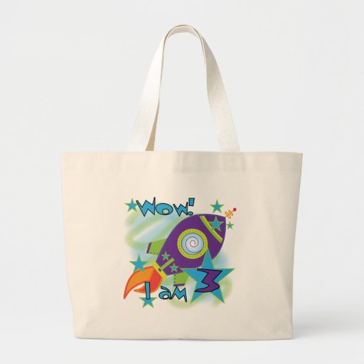 Grand Tote Bag Rocket Ship 3e Anniversaire T-shirts et cadeaux (Devant)