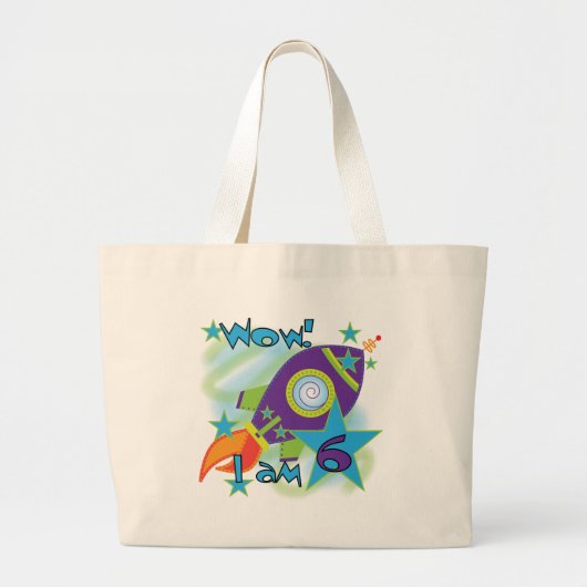 Grand Tote Bag Rocket Ship 6e Anniversaire Tshirts et cadeaux (Devant)