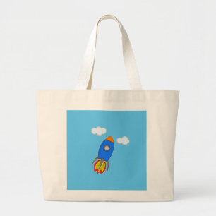 Grand Tote Bag Roquette D'Espace De Cartographie Dans Le Ciel Ble