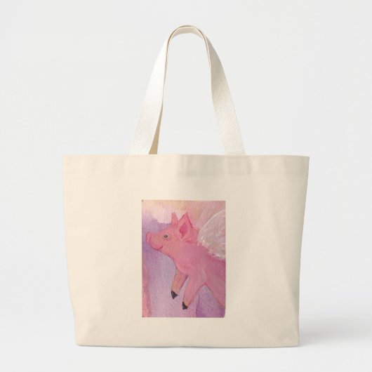 Grand Tote Bag Rosâtre le porc de vol (Devant)